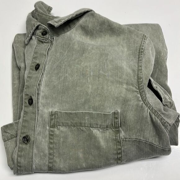 Old Navy Sage Long Sleeve 1/2 Button Down Pullover Rounded Hem Shirt Dress- Sm/T - Picture 14 of 16